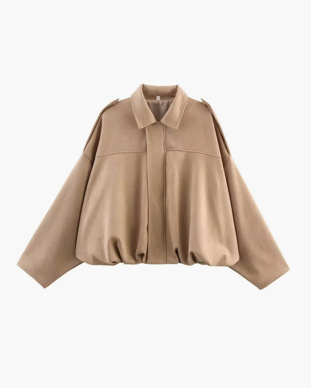 Faux Suede Bomber Jacket with Collar