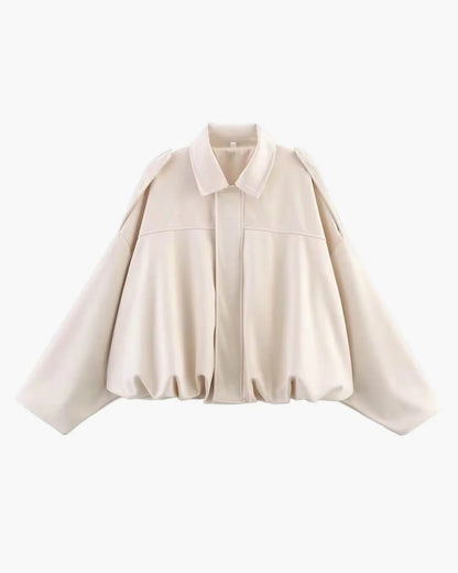 Faux Suede Bomber Jacket with Collar