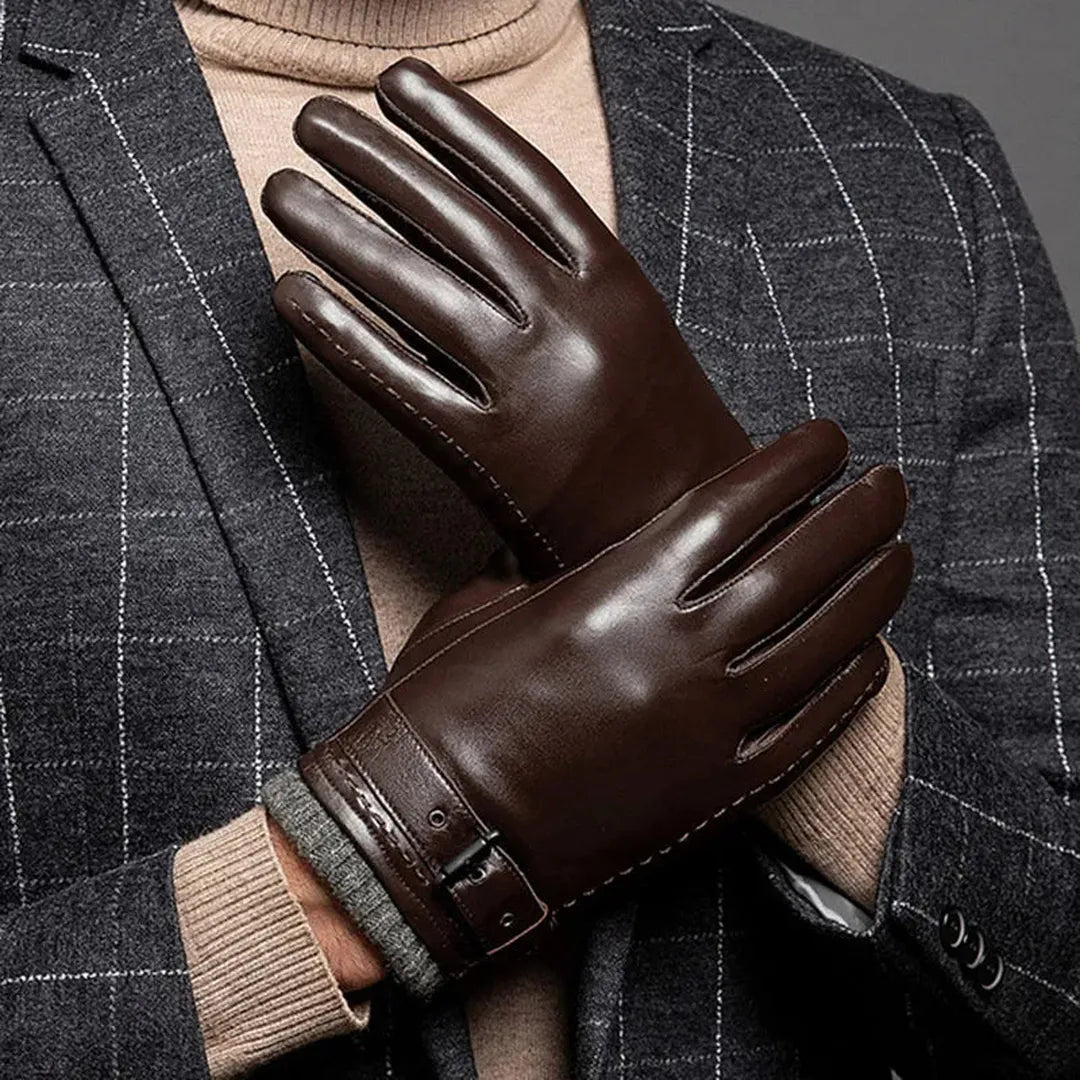 Harper Faux Leather Buckle Cuff Gloves