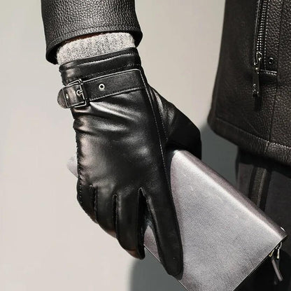 Harper Faux Leather Buckle Cuff Gloves
