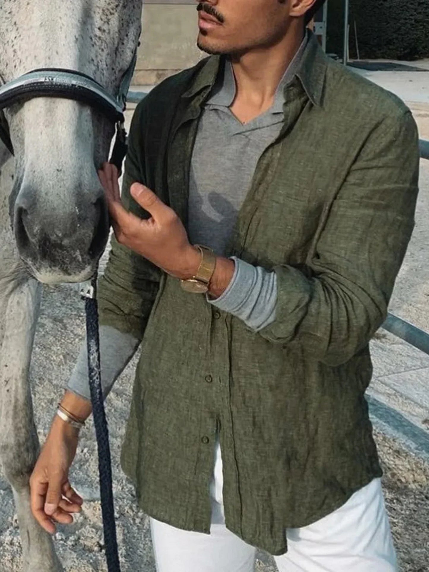 Linen shirt with button placket