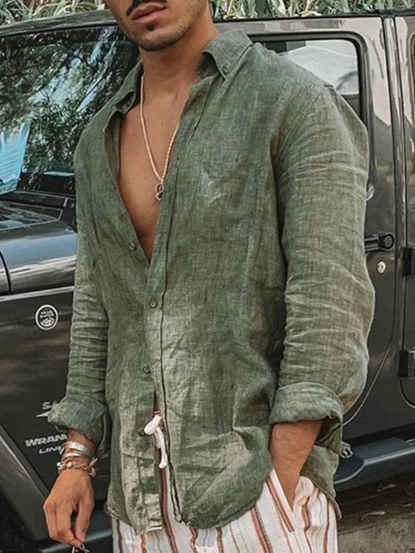 Linen shirt with button placket