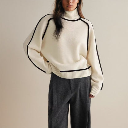 Block Pattern Turtleneck Sweater
