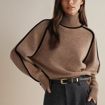 Block Pattern Turtleneck Sweater