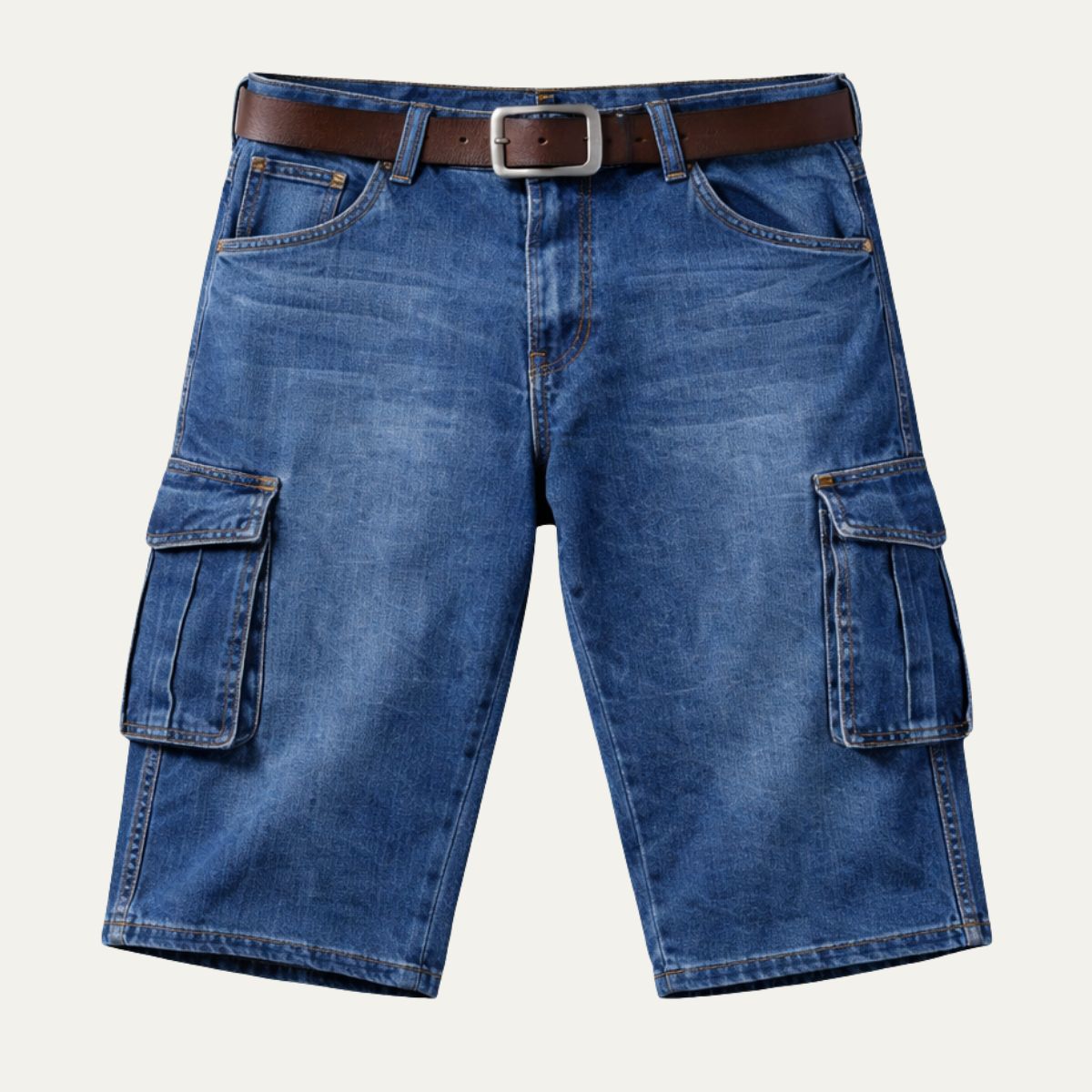 Loose Fit Multi Pocket Denim Cargo Shorts