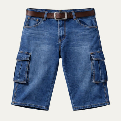 Loose Fit Multi Pocket Denim Cargo Shorts