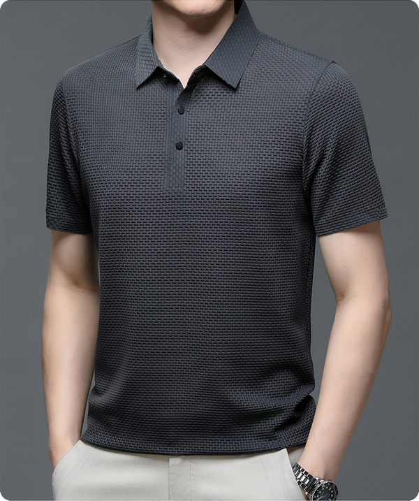 Benjamin Textured Short Sleeve Button Polo Shirt
