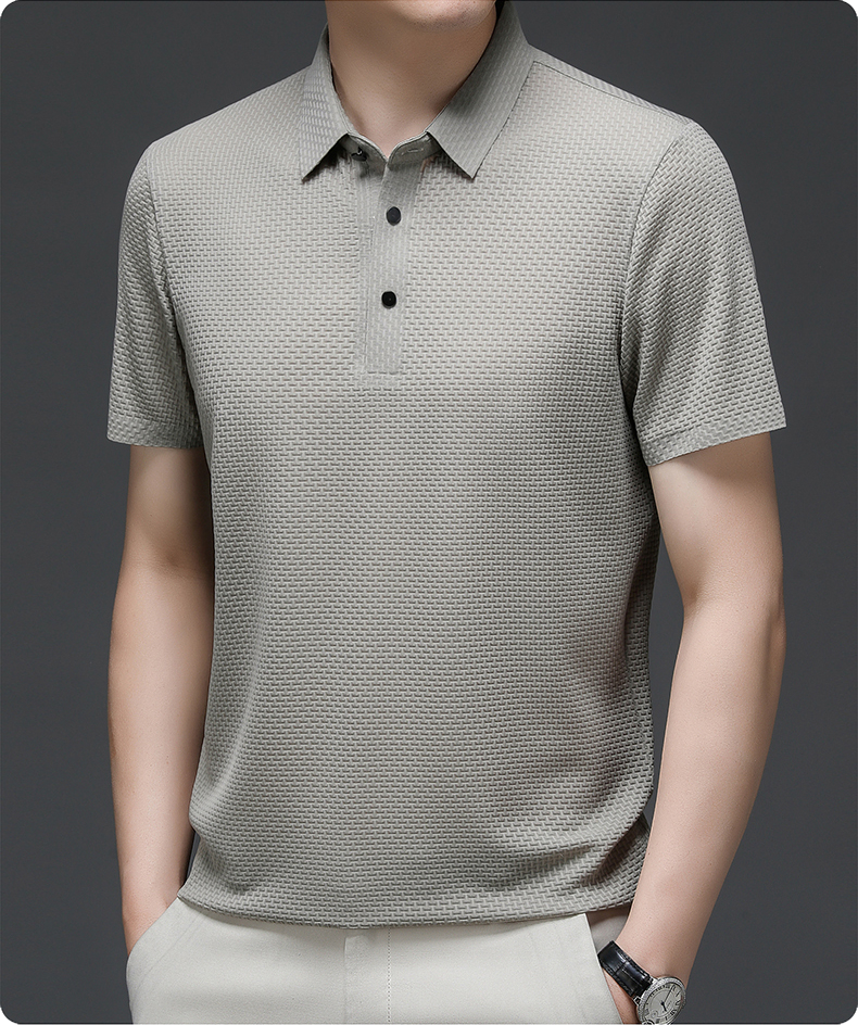 Benjamin Textured Short Sleeve Button Polo Shirt