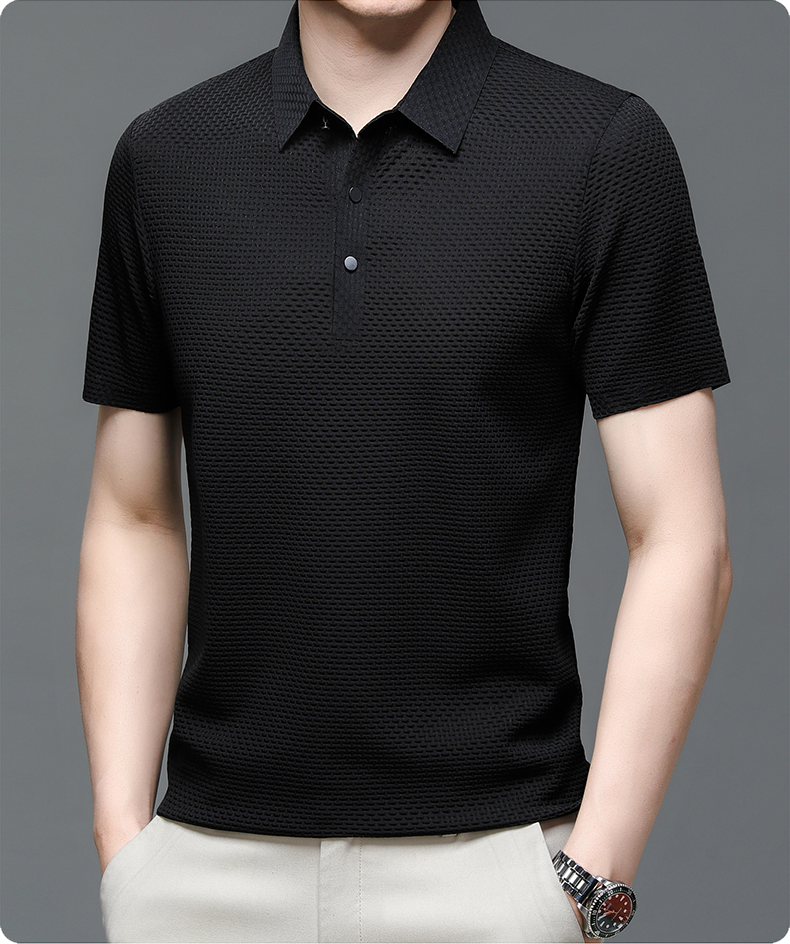 Benjamin Textured Short Sleeve Button Polo Shirt