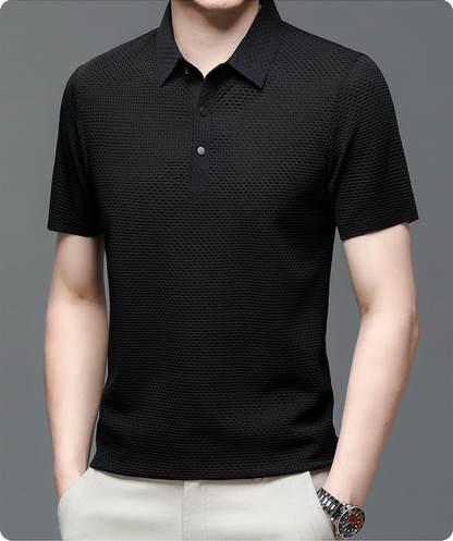 Benjamin Textured Short Sleeve Button Polo Shirt