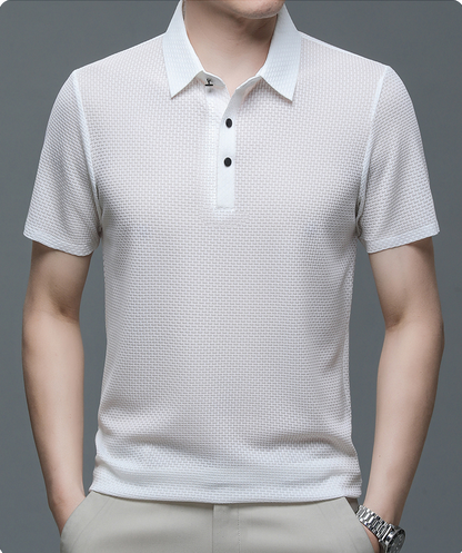 Benjamin Textured Short Sleeve Button Polo Shirt