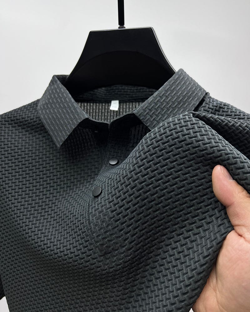 Benjamin Textured Short Sleeve Button Polo Shirt