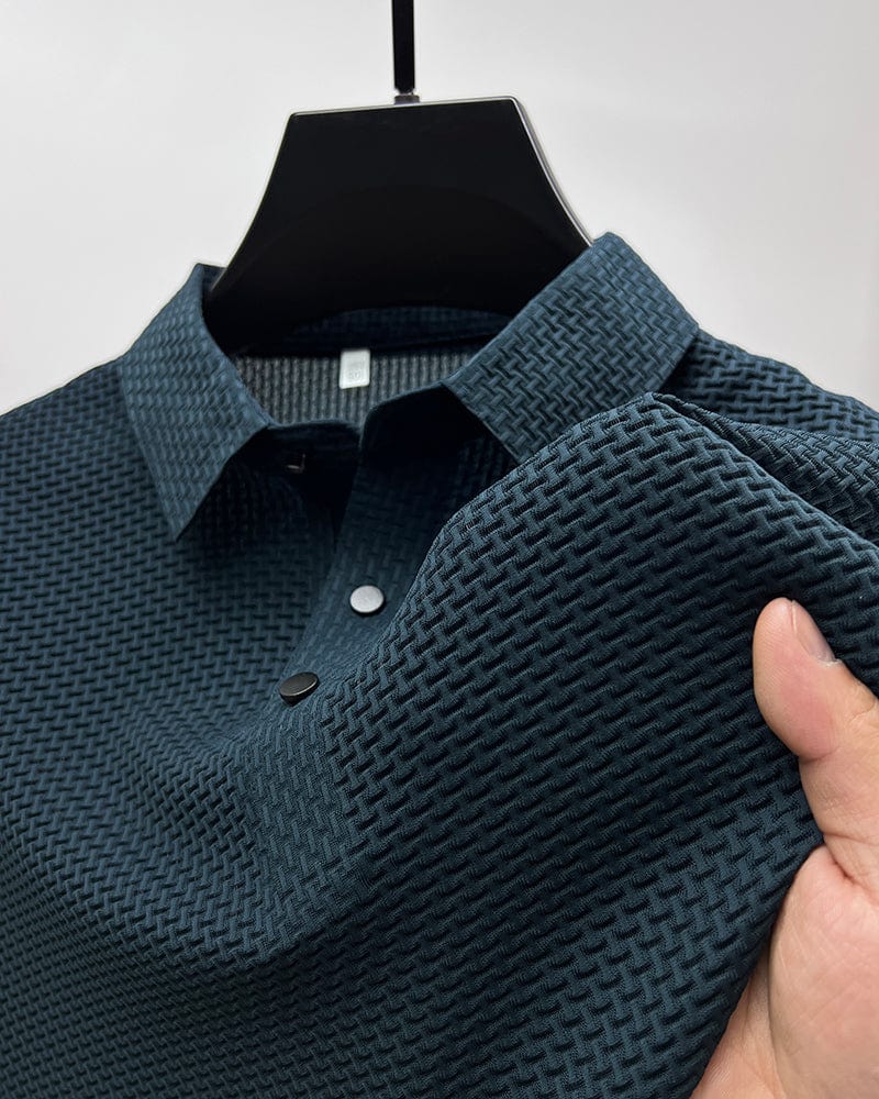 Benjamin Textured Short Sleeve Button Polo Shirt