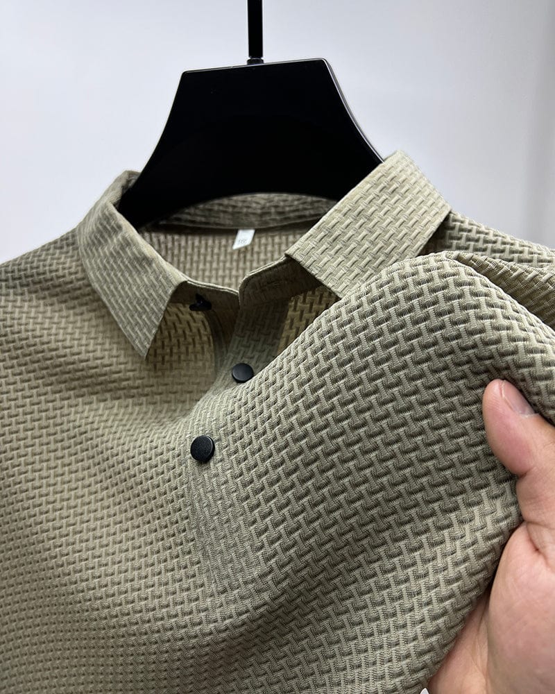 Benjamin Textured Short Sleeve Button Polo Shirt