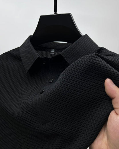 Benjamin Textured Short Sleeve Button Polo Shirt