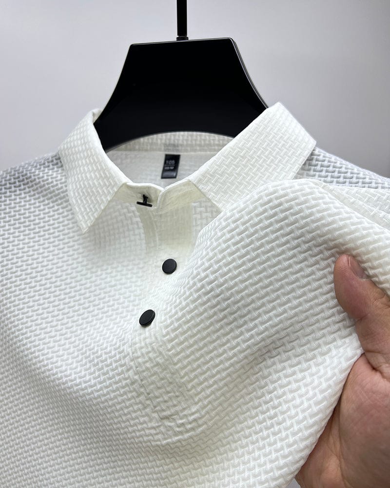 Benjamin Textured Short Sleeve Button Polo Shirt