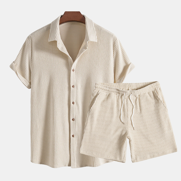 Leo Two Piece Casual Shirt Shorts Set