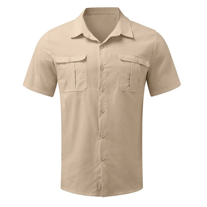 Short-Sleeve Shirt with Chest Pockets and Kent Collar