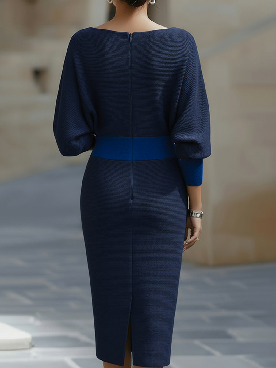 Draped Batwing Midi Dress