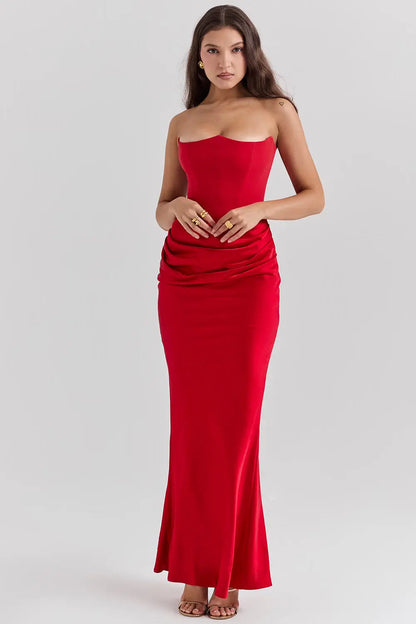Strapless satin Maxi Dress