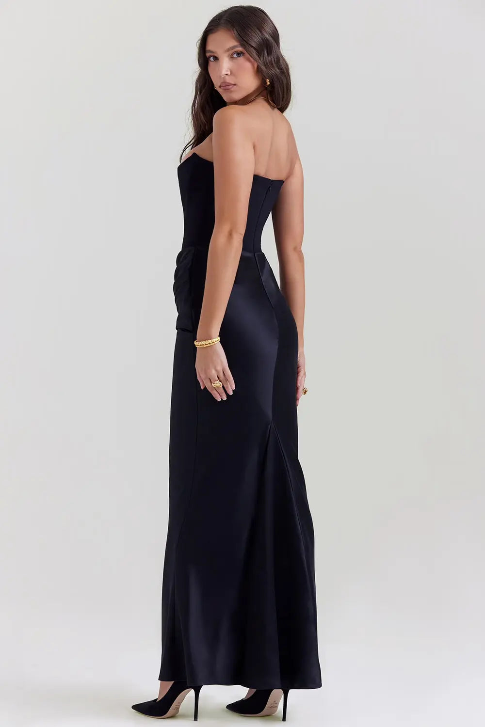 Strapless satin Maxi Dress