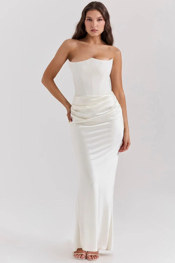 Strapless satin Maxi Dress