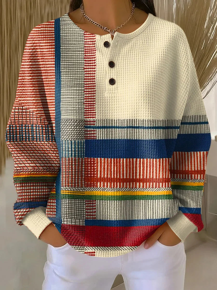 Elsie Waffle Knit Button-Front Jumper