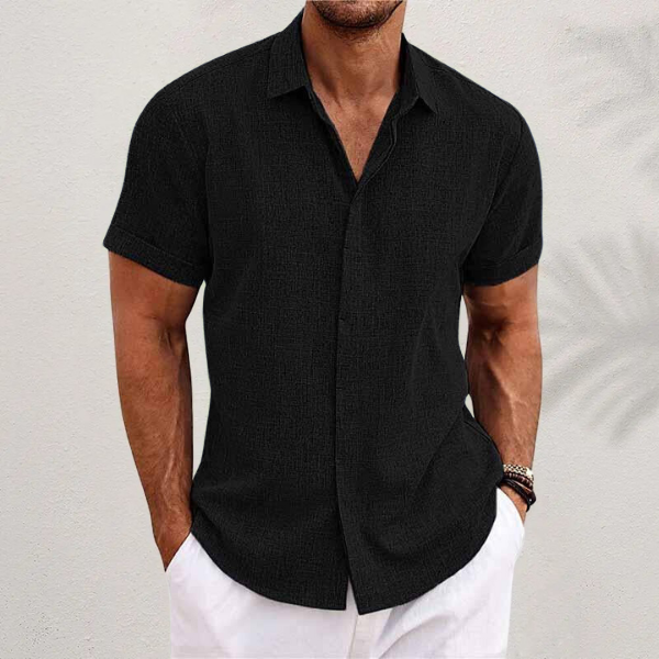 Short-sleeved cotton-linen shirt