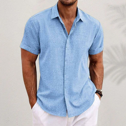 Short-sleeved cotton-linen shirt