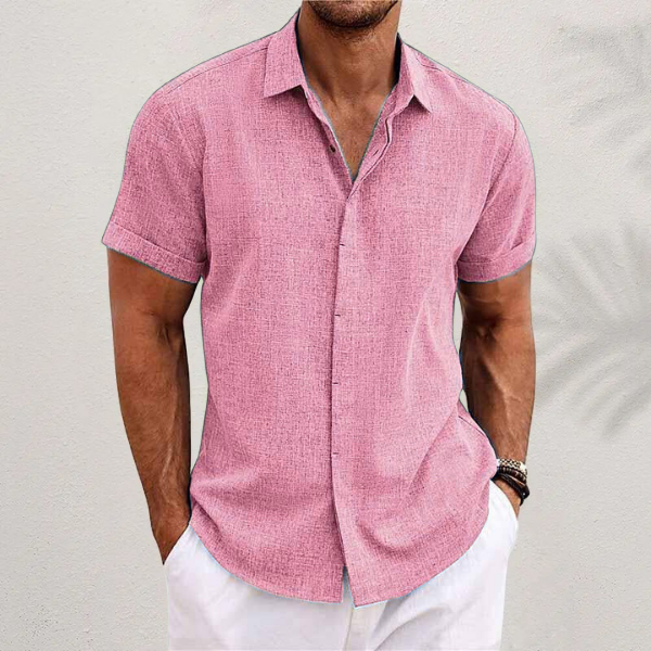 Short-sleeved cotton-linen shirt