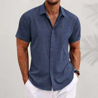 Short-sleeved cotton-linen shirt