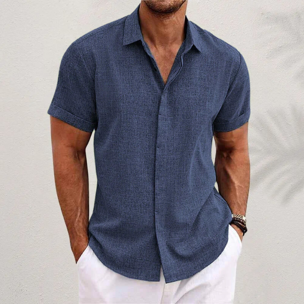 Short-sleeved cotton-linen shirt