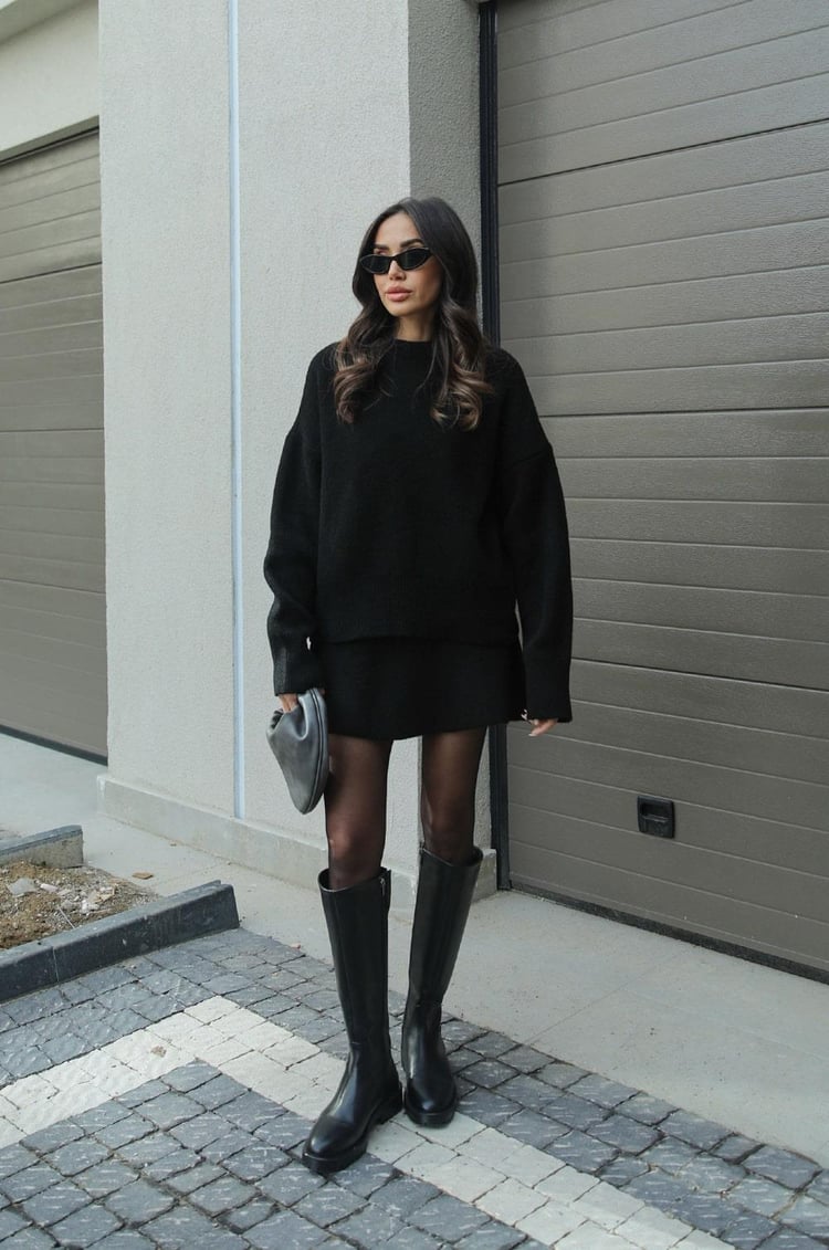 Knitted top and skirt set