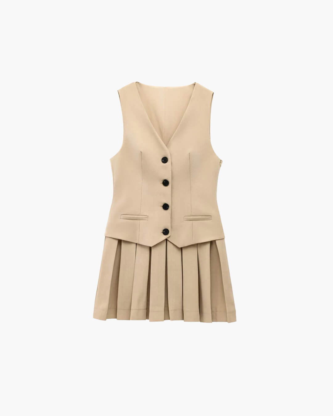 Sleeveless Pleated Mini Dress