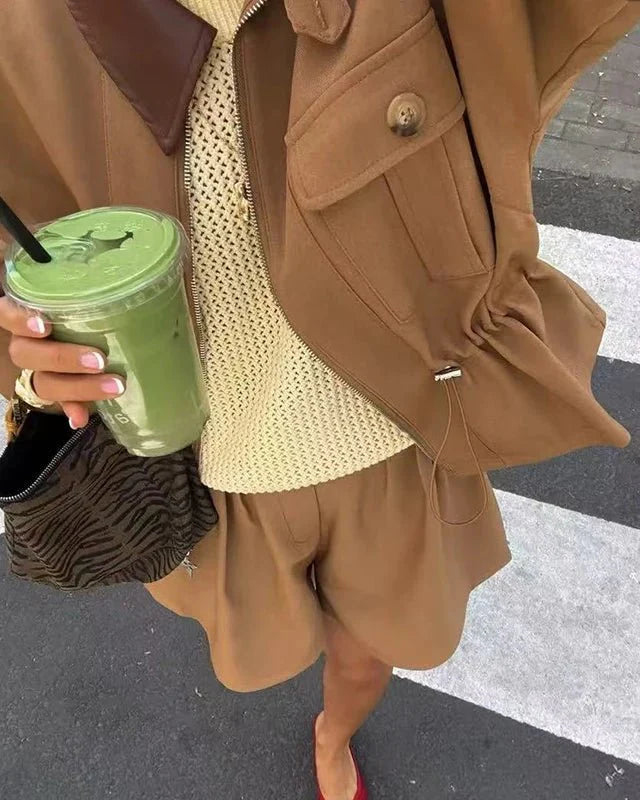 Drawstring Batwing Jacket