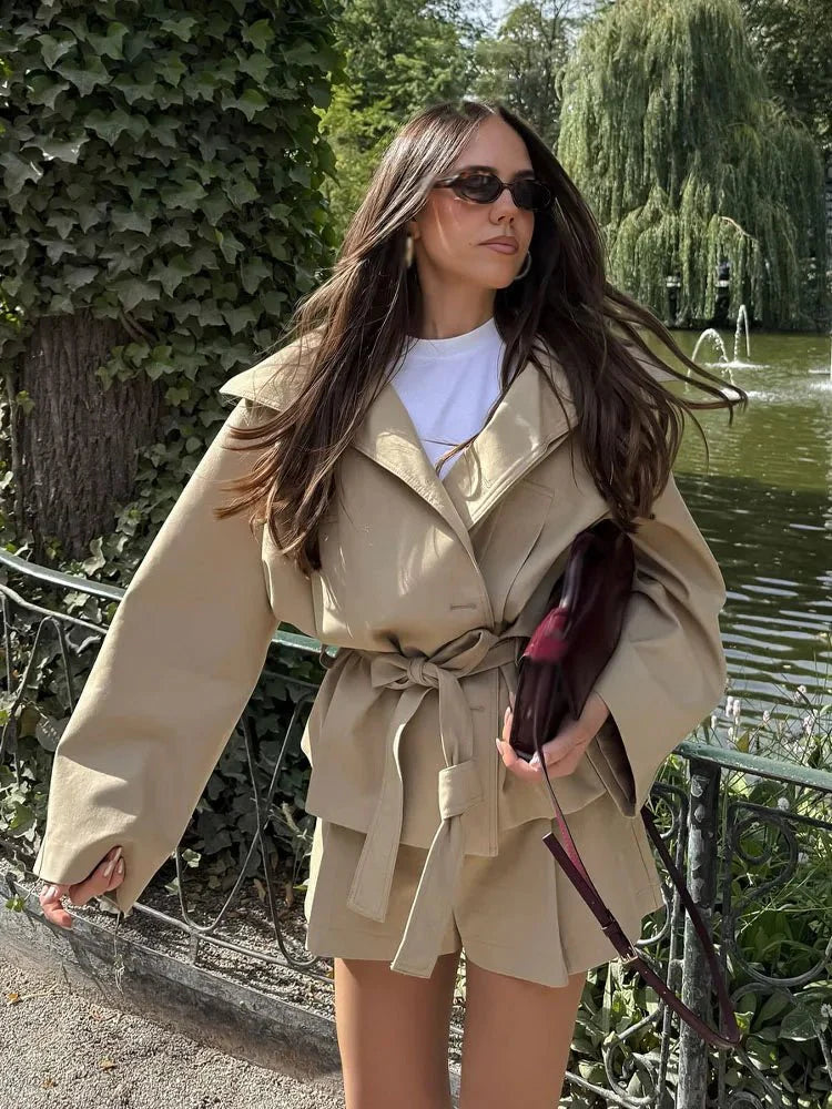 Belted Jacket & Shorts Set