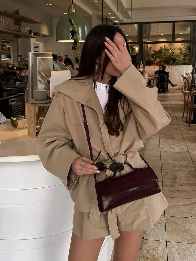 Belted Jacket & Shorts Set