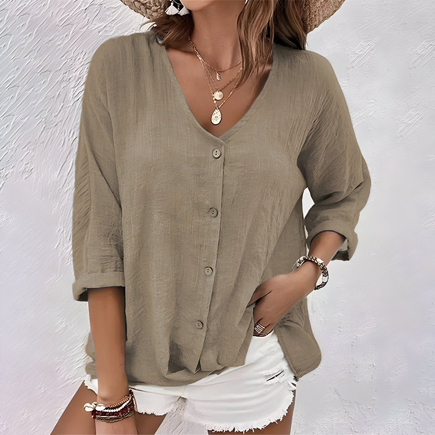 Relaxed Button-Up Blouse