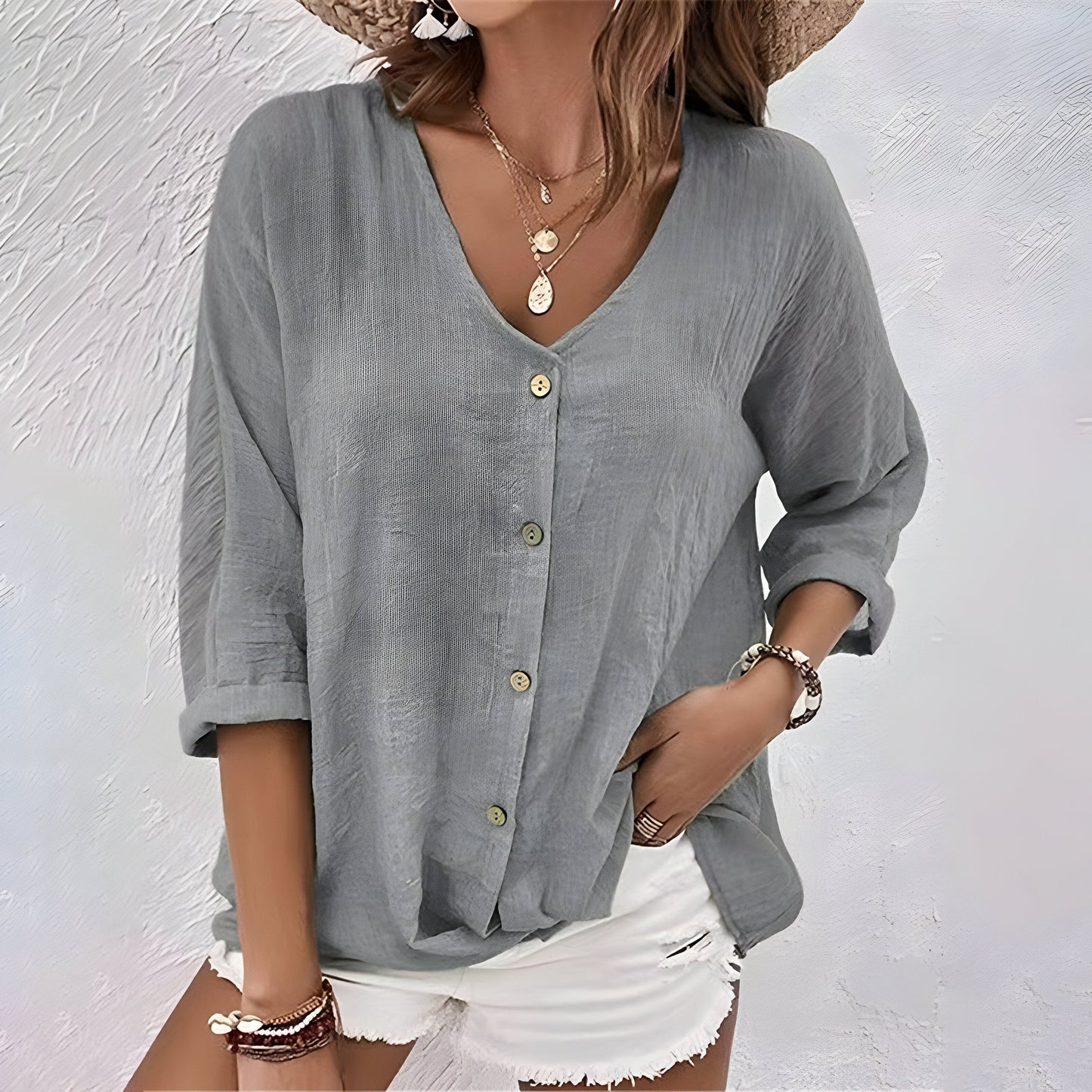 Relaxed Button-Up Blouse