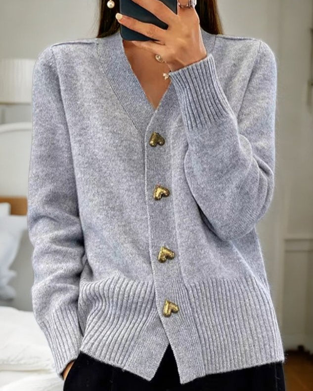 Cardigan with Heart-Shaped Button
