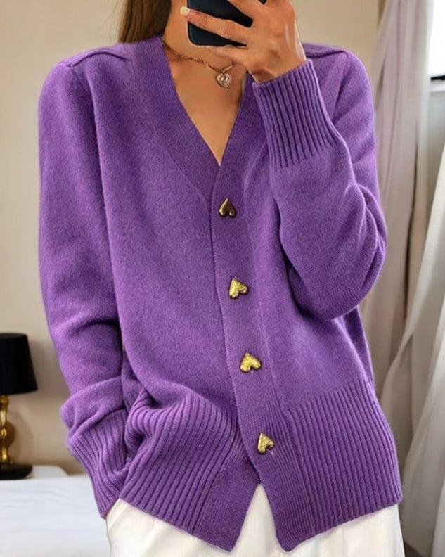 Cardigan with Heart-Shaped Button