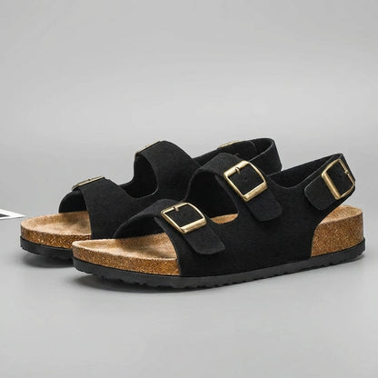 Simon Cork Sole Buckle Slingback Sandals