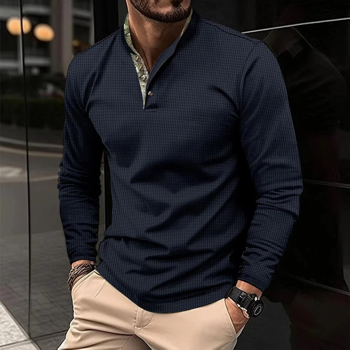 Stylish Long Sleeve Polo