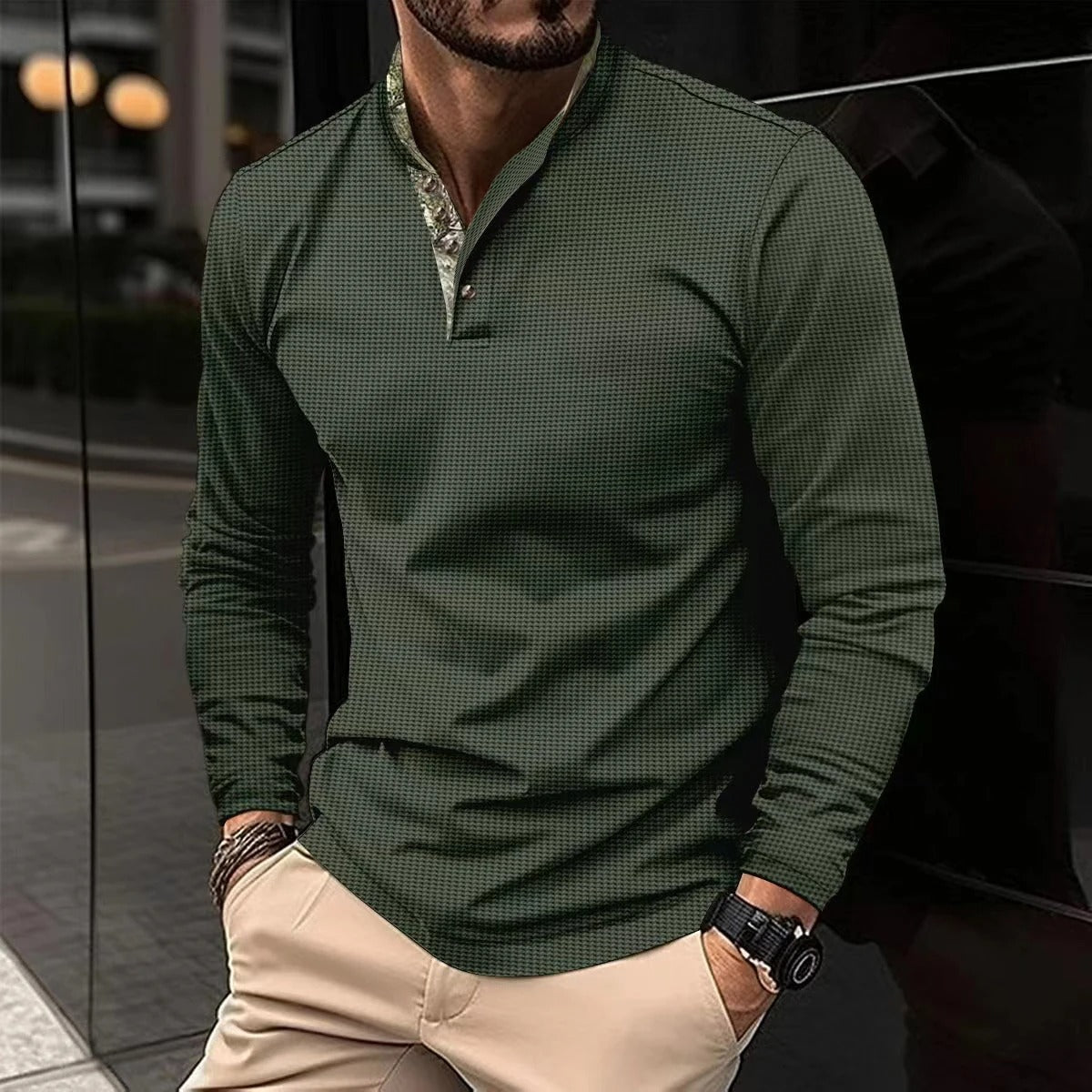 Stylish Long Sleeve Polo