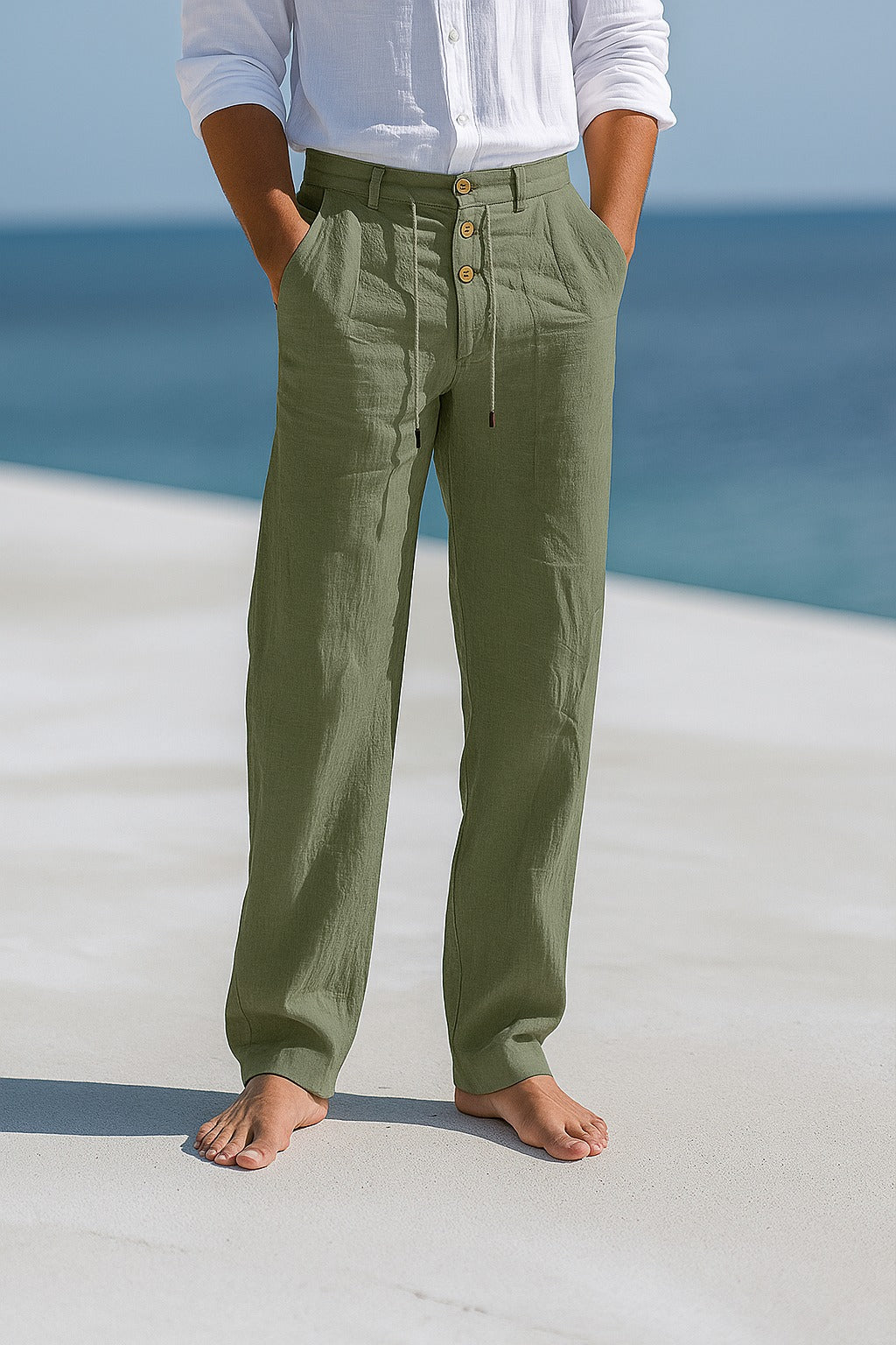 Linen Trousers with Straight Fit