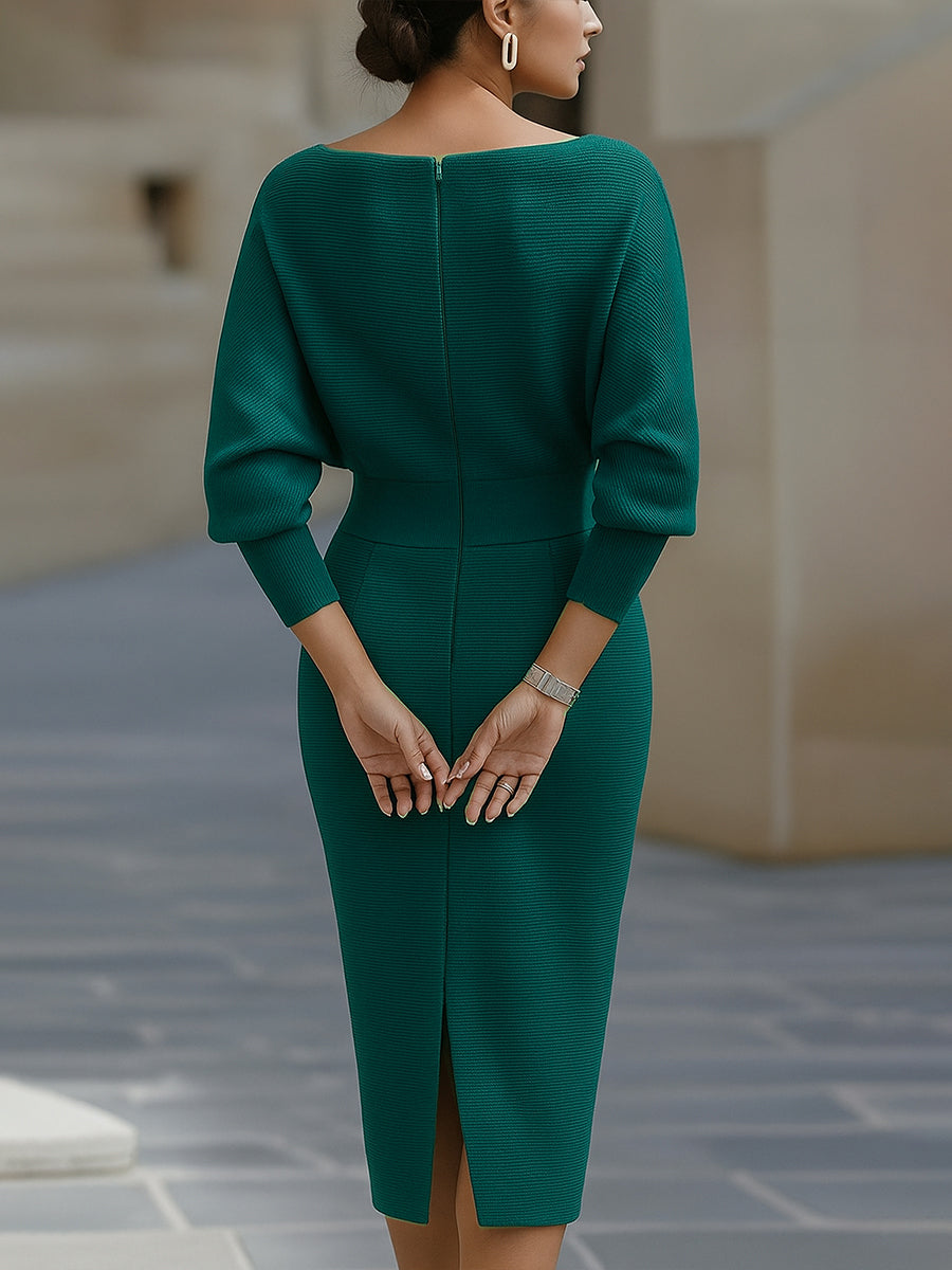 Draped Batwing Midi Dress