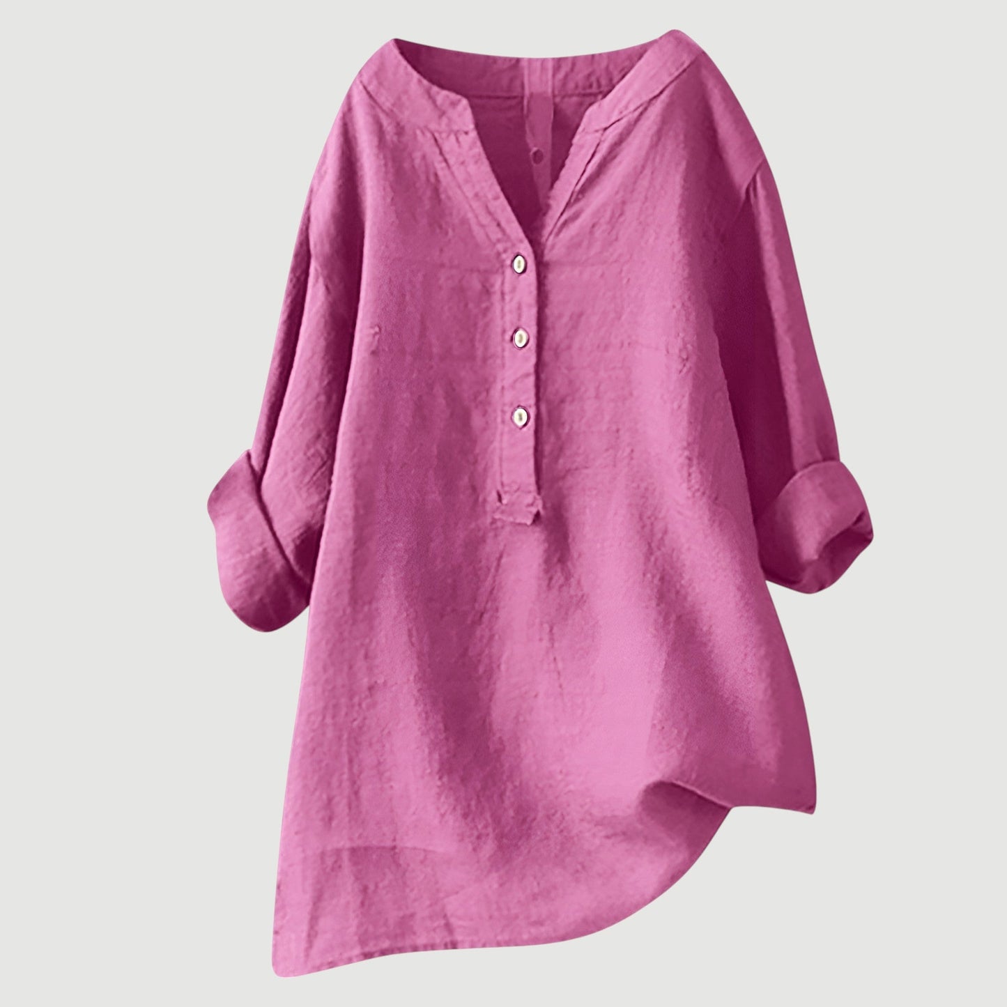 Lightweight Tunic Blouse with V-Neck and Button Closure