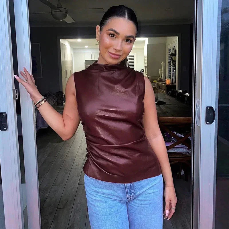 Stylish vegan leather top