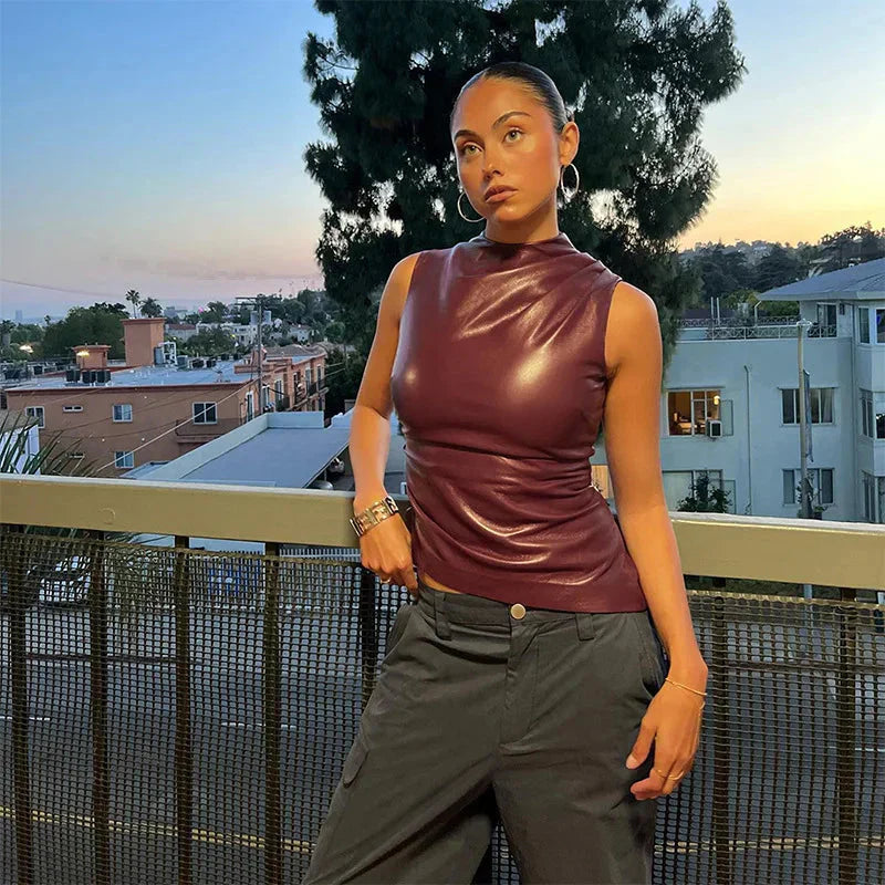 Stylish vegan leather top