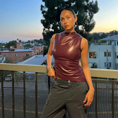 Stylish vegan leather top